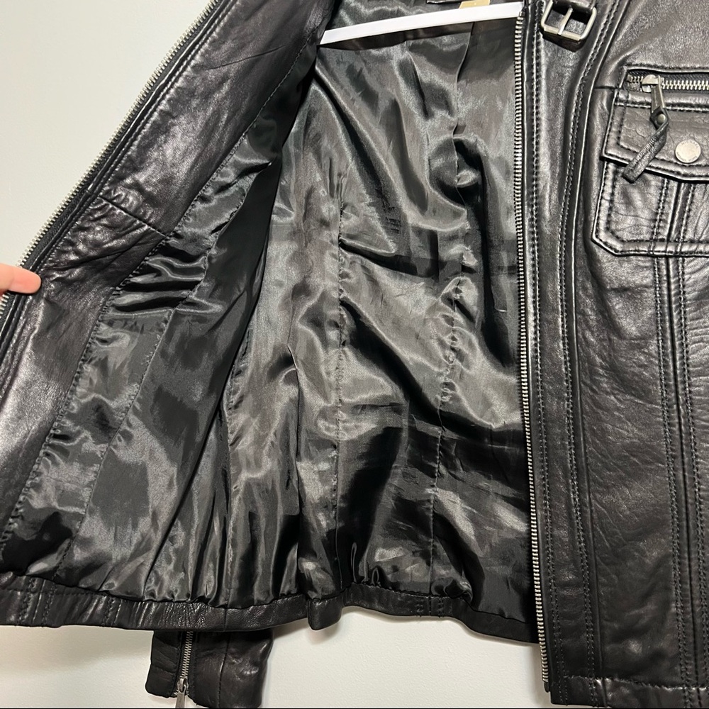 MICHAEL Michael Kors Black Leather Biker Jacket - Picture 6 of 8